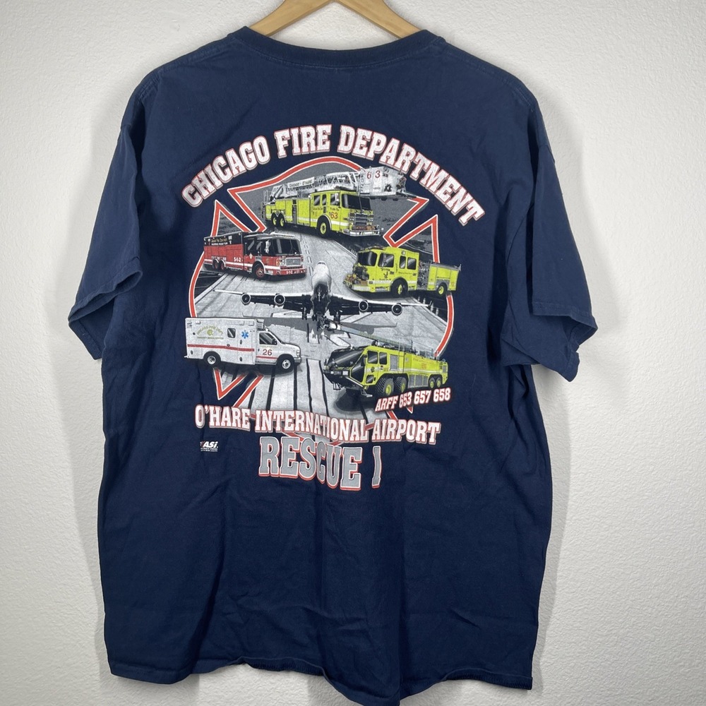 Vintage Chicago Fire Department O'Hare International ARFF T Shirt XL